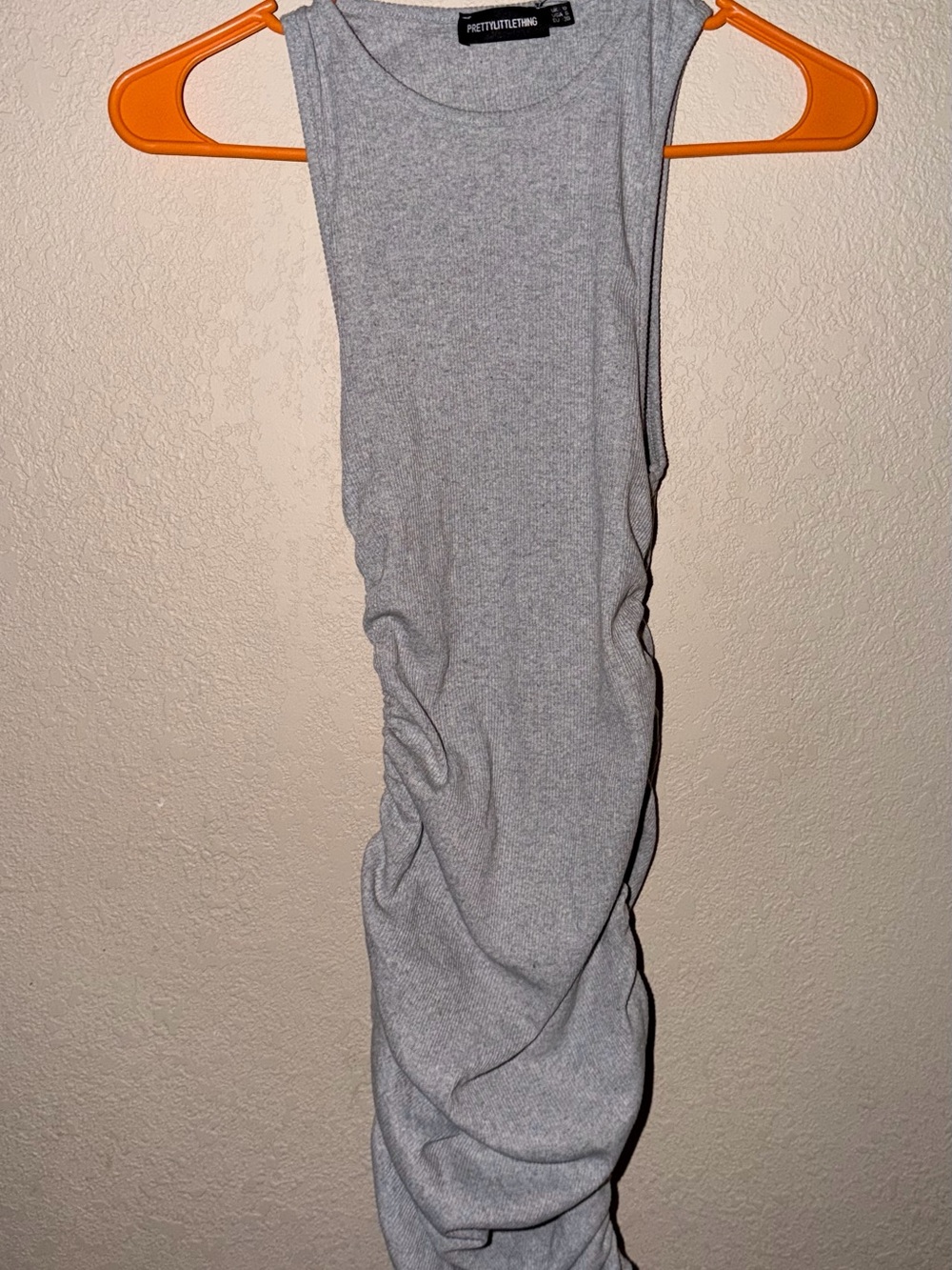 PrettyLittleThing Light Grey Ribbed Tank Dress